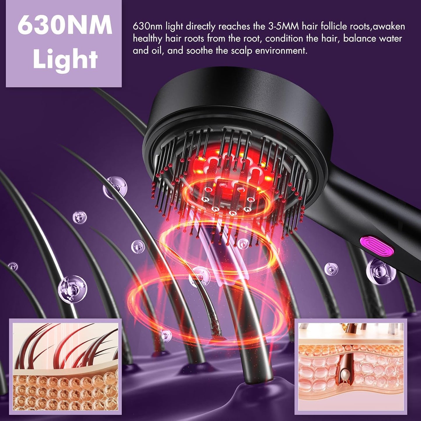 GlowComb™ Infrared Hair Brush & Microneedle Roller Combo